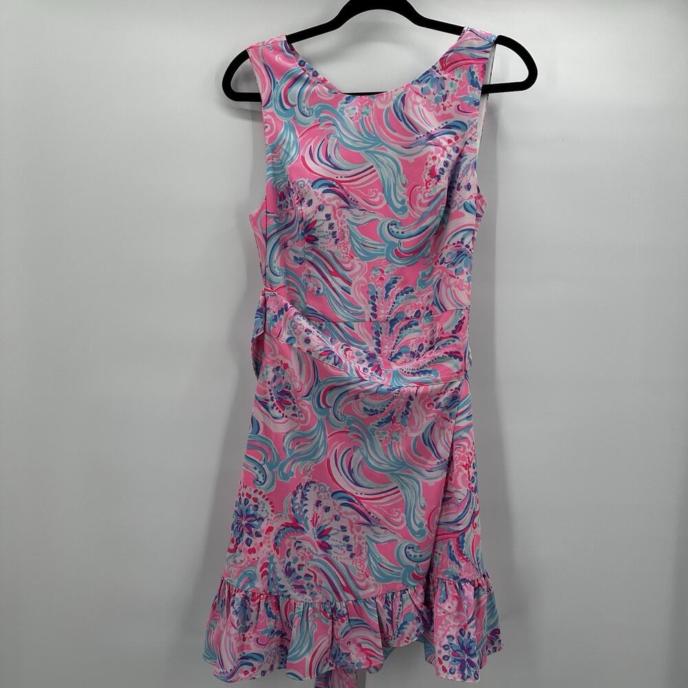 Lilly Pulitzer Dress Womens 6 Pink Joselyn Stretch Wrap Prosecco 005907 Ruffle‎